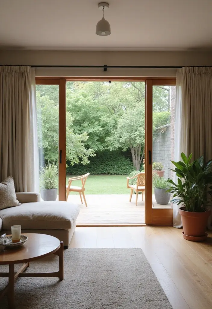 27 Picture Windows Living Room Ideas That Bring in Natural Light - 3. Sliding Glass Doors