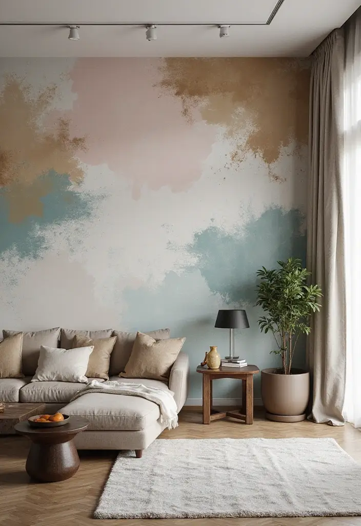 27 Ultra Luxury Living Room Ideas That Exude Glamour and Elegance - 6. Artistic Wall Murals
