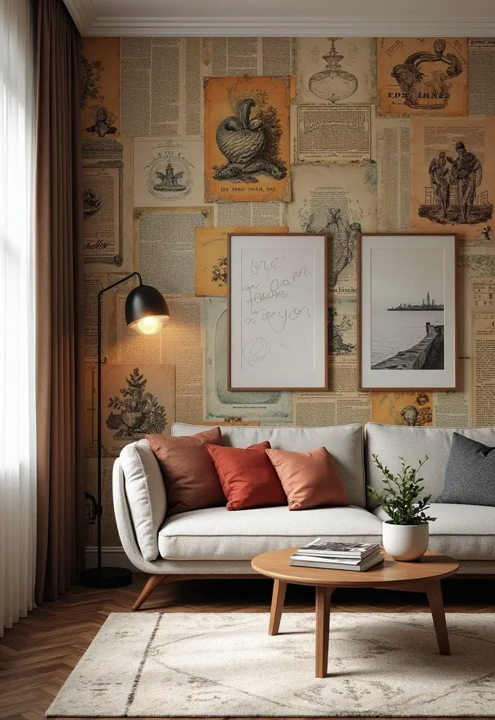 27 Wall Decor Design Living Room Ideas That Add Personality - 17. Bold Wallpaper Accent Walls