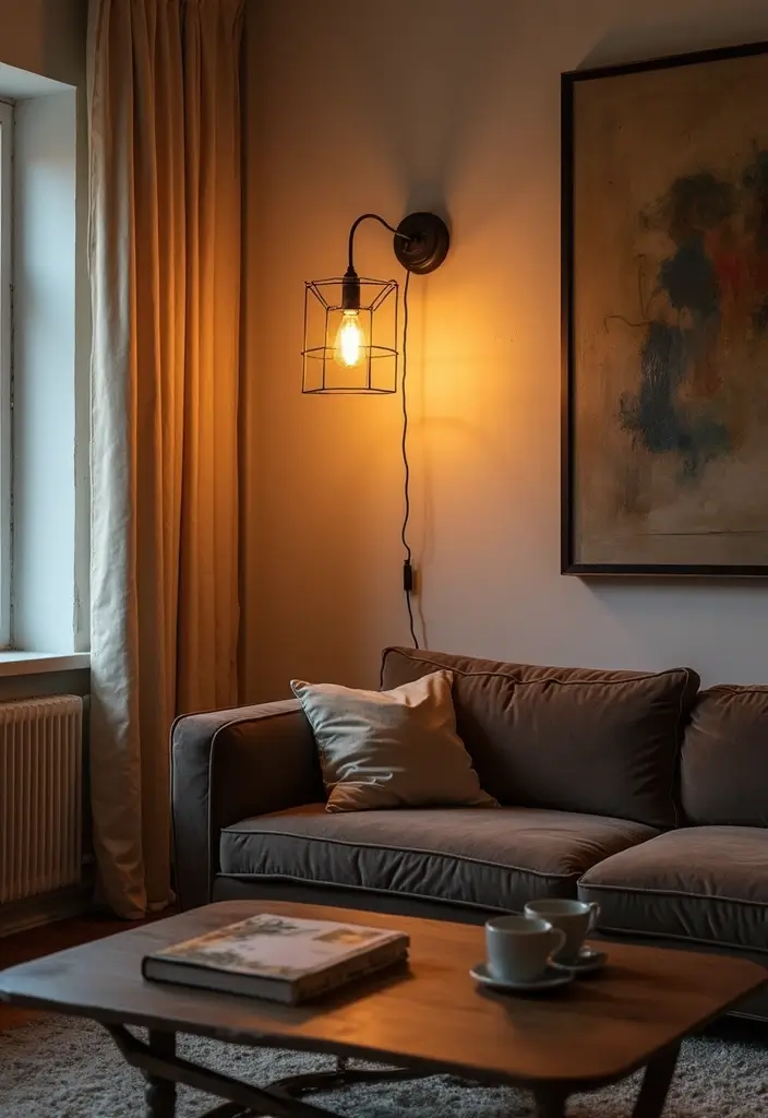 27 Wall Decor Design Living Room Ideas That Add Personality - 20. Creative Wall-mounted Lighting