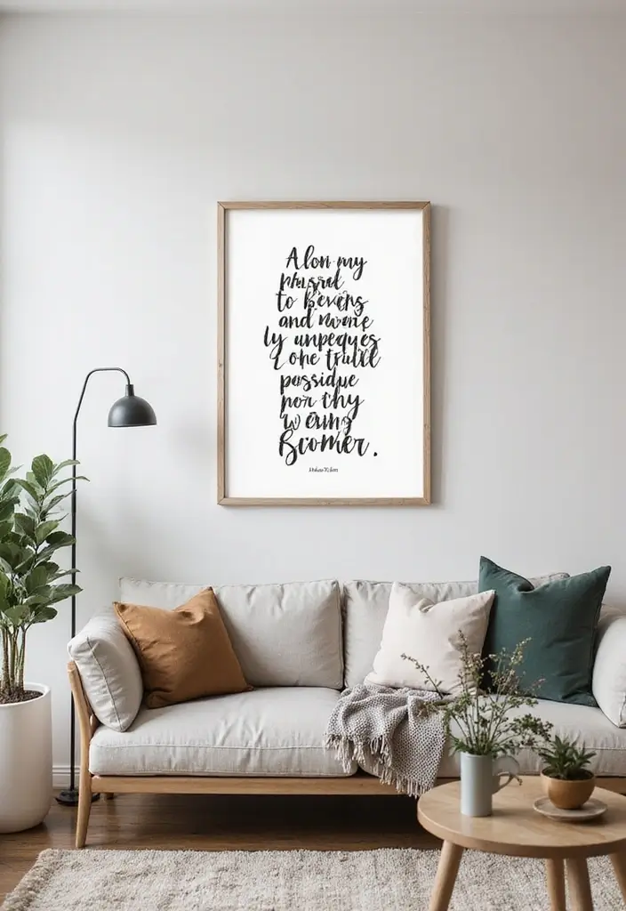 27 Wall Decor Design Living Room Ideas That Add Personality - 26. Inspirational Quote Art