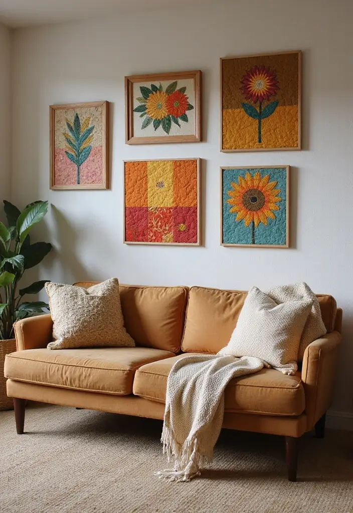 27 Wall Inspiration Living Room Ideas That Spark Creativity - 13. Custom Framed Fabrics