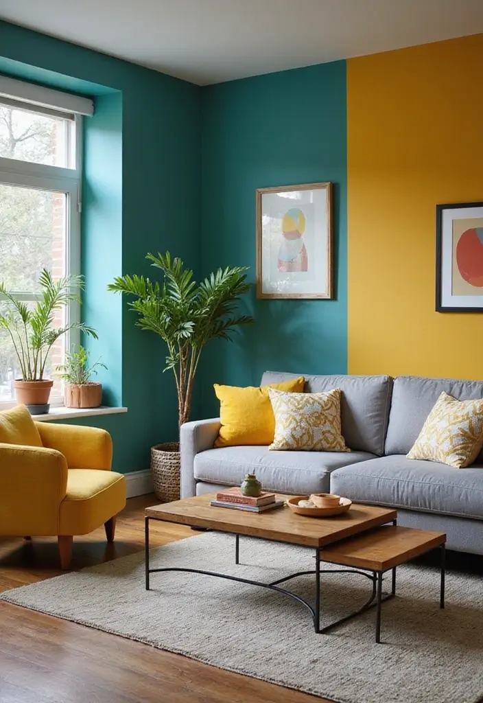 27 Wall Inspiration Living Room Ideas That Spark Creativity - 16. Color Blocked Walls