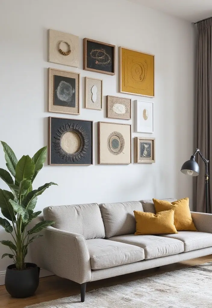 27 Wall Inspiration Living Room Ideas That Spark Creativity - 17. Modular Wall Art Systems