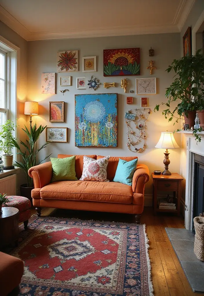 27 Wall Inspiration Living Room Ideas That Spark Creativity - 20. Upcycled Art Projects