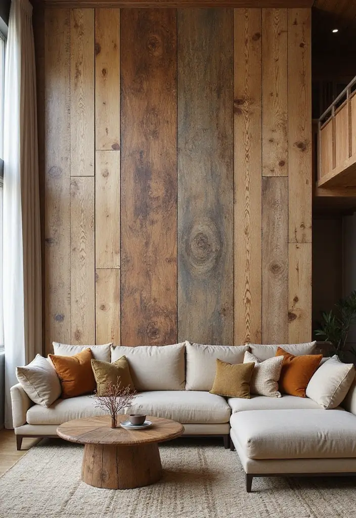 27 Wall Inspiration Living Room Ideas That Spark Creativity - 23. Nature-Inspired Wall Panels