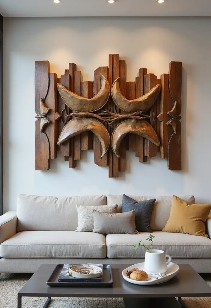 27 Wall Inspiration Living Room Ideas That Spark Creativity - 26. 3D Wall Art Installations