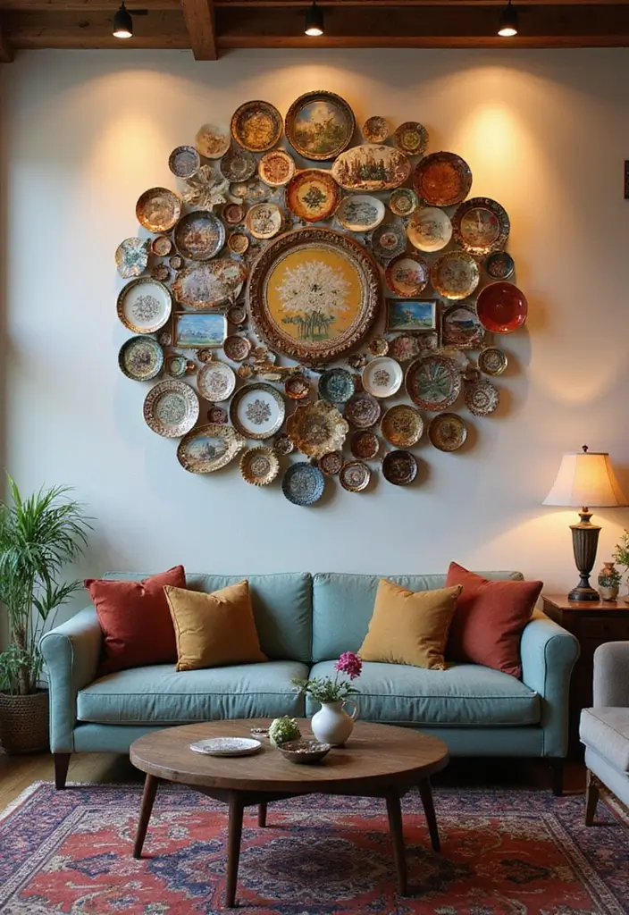 27 Wall Inspiration Living Room Ideas That Spark Creativity - 8. Art Collages in Unique Shapes
