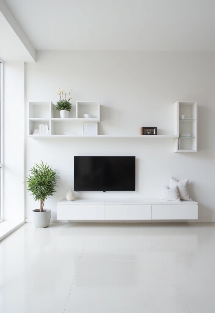 27 White Living Room Ideas That Feel Bright and Airy - 17. Wall-mounted Features