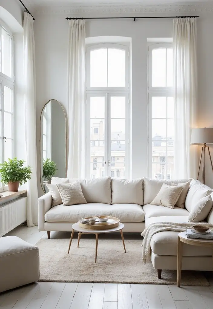 27 White Living Room Ideas That Feel Bright and Airy - 4. Play with Lighting