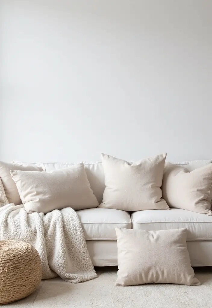 27 White Living Room Ideas That Feel Bright and Airy - 7. Soft, Neutral Textiles