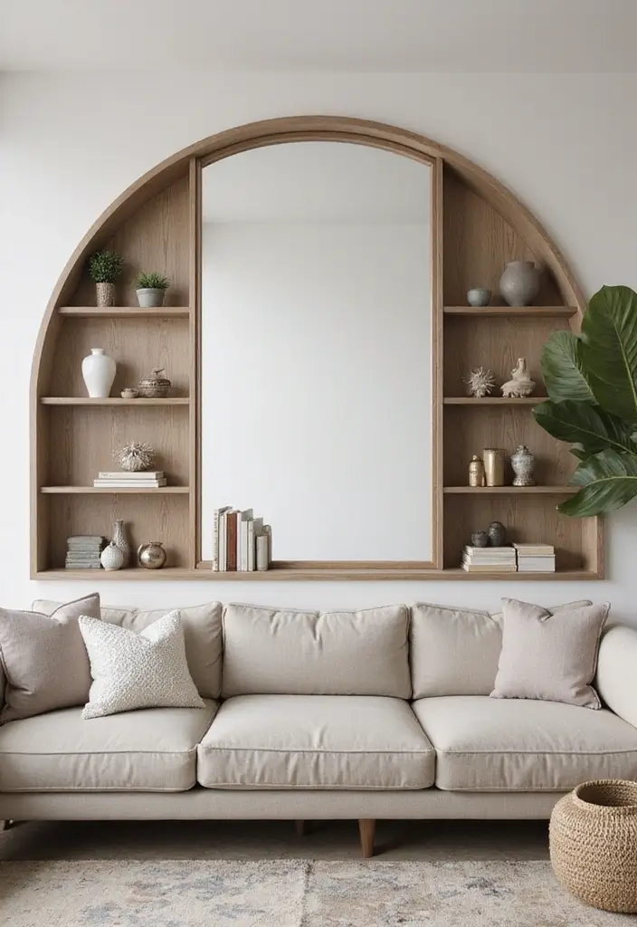 28 Circle Mirrors on Wall Living Room Ideas That Add Depth and Light - 12. Round Mirrors as Functional Art