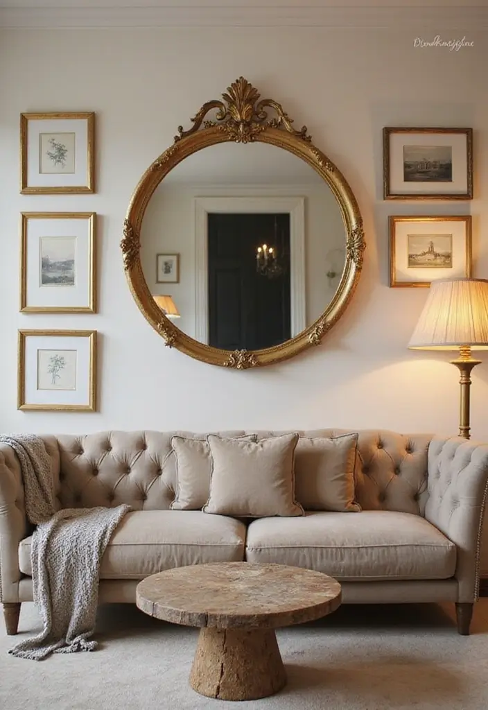 28 Circle Mirrors on Wall Living Room Ideas That Add Depth and Light - 23. Reflective Harmony with Matching Decor