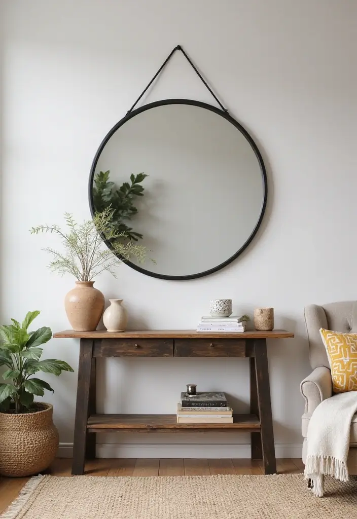 28 Circle Mirrors on Wall Living Room Ideas That Add Depth and Light - 24. Circle Mirrors with Unique Shapes