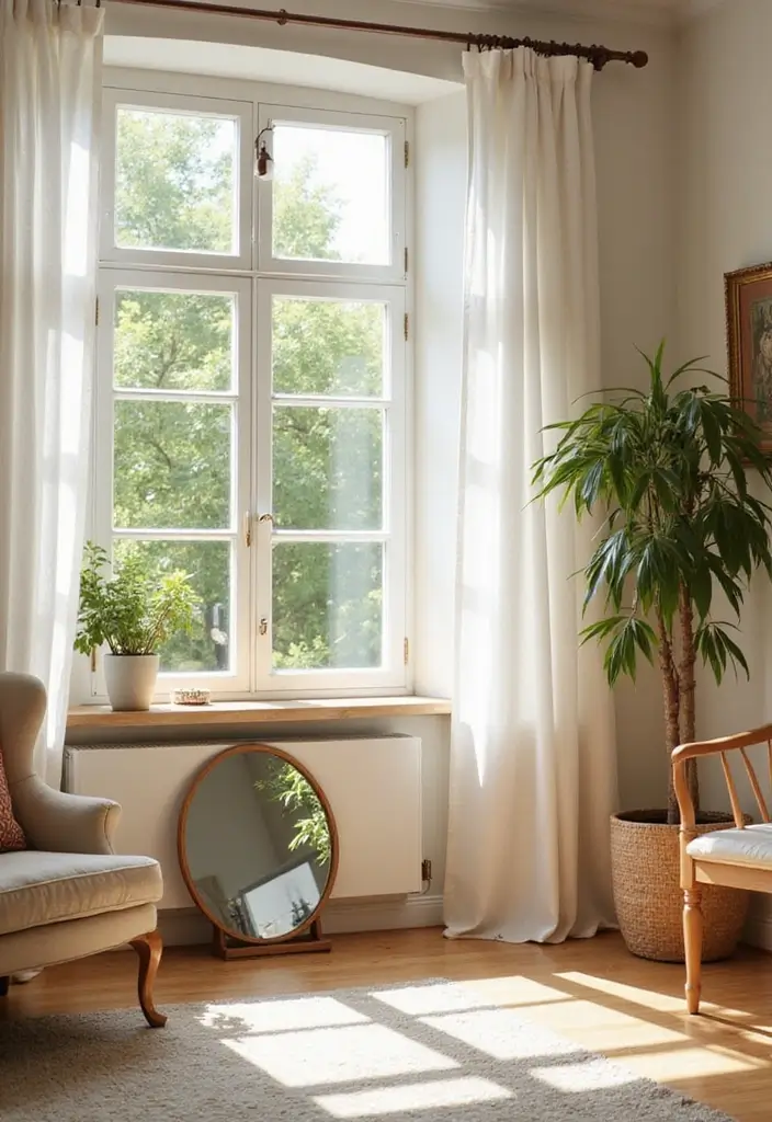 28 Circle Mirrors on Wall Living Room Ideas That Add Depth and Light - 25. Circle Mirrors in Well-Lit Areas