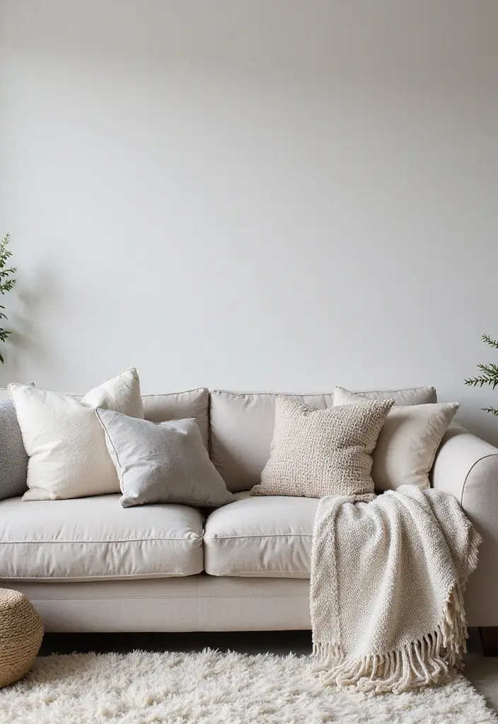 28 Cream and Grey Living Room Ideas That Feel Neutral and Cozy - 1. Soft Textures for Comfort