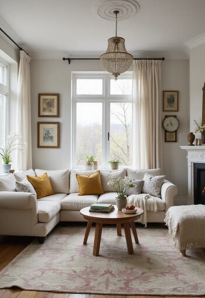 28 Cream and Grey Living Room Ideas That Feel Neutral and Cozy - 15. Incorporating Vintage Finds