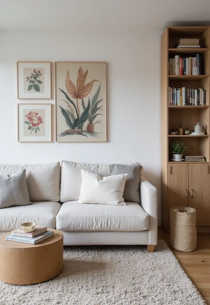 28 Cream and Grey Living Room Ideas That Feel Neutral and Cozy - 24. Incorporating Personal Hobbies