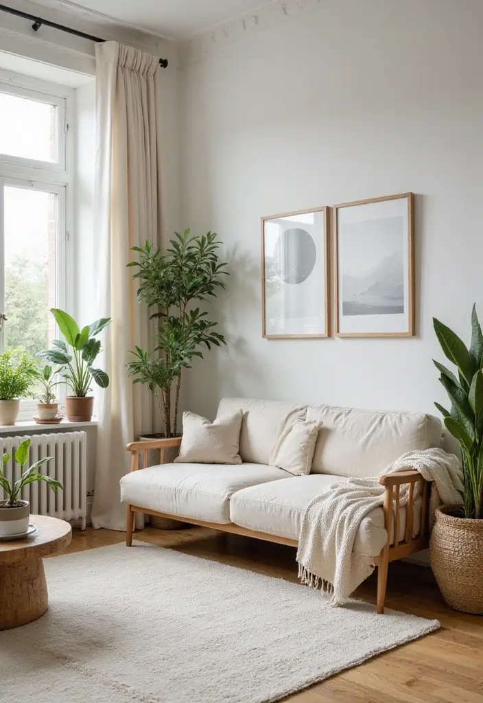 28 Cream and Grey Living Room Ideas That Feel Neutral and Cozy - 4. Nature-Inspired Accents