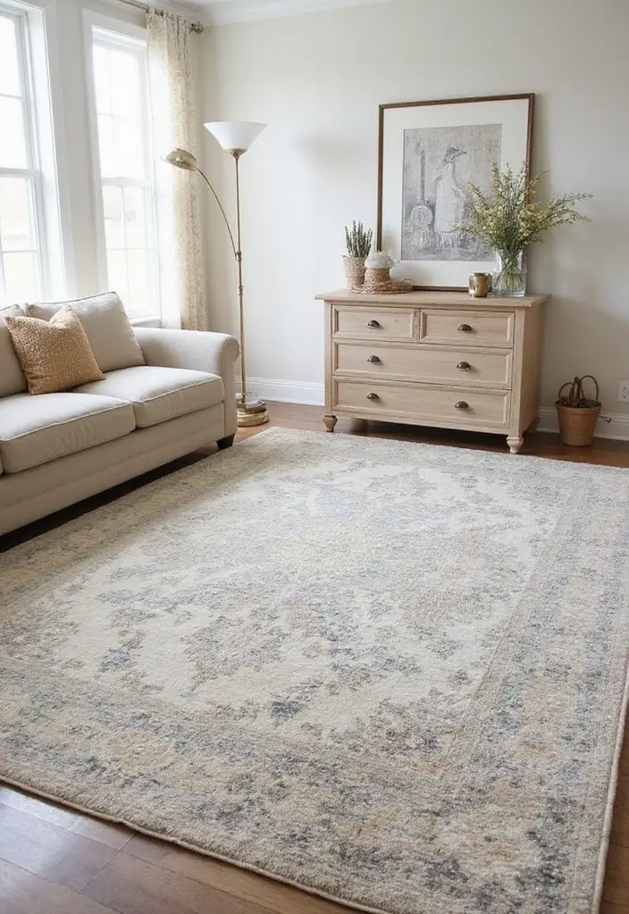 28 Cream and Grey Living Room Ideas That Feel Neutral and Cozy - 7. Layered Rugs for Depth