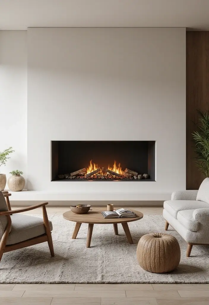 28 Cream and Grey Living Room Ideas That Feel Neutral and Cozy - 8. Modern Fireplace Design