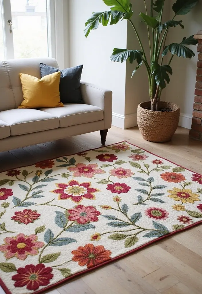 28 Fairycore Living Room Ideas That Feel Dreamy and Whimsical - 11. Whimsical Rugs