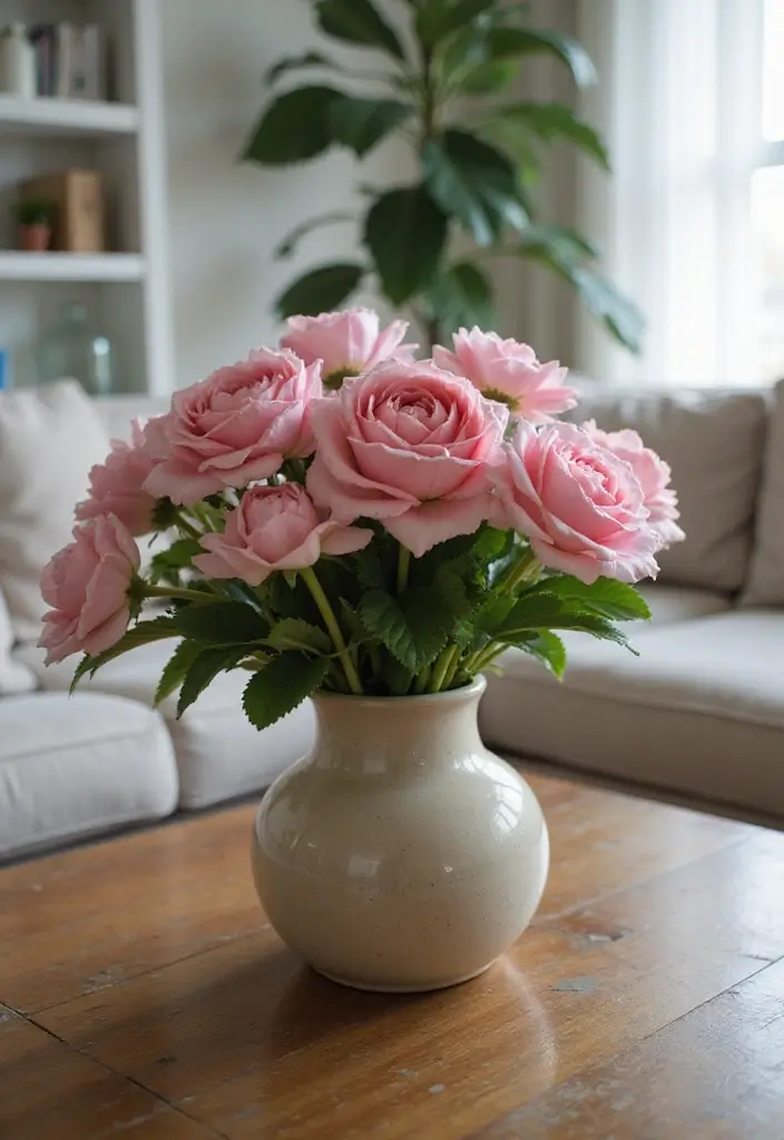 28 Fairycore Living Room Ideas That Feel Dreamy and Whimsical - 23. Artfully Arranged Flowers