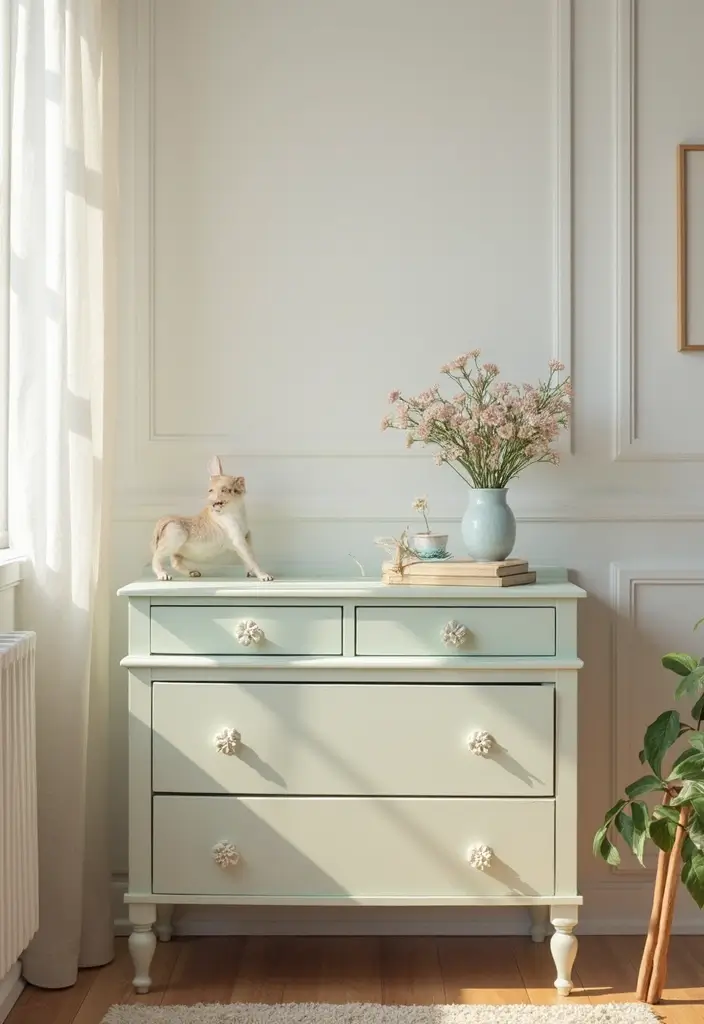 28 Fairycore Living Room Ideas That Feel Dreamy and Whimsical - 27. Painted Furniture