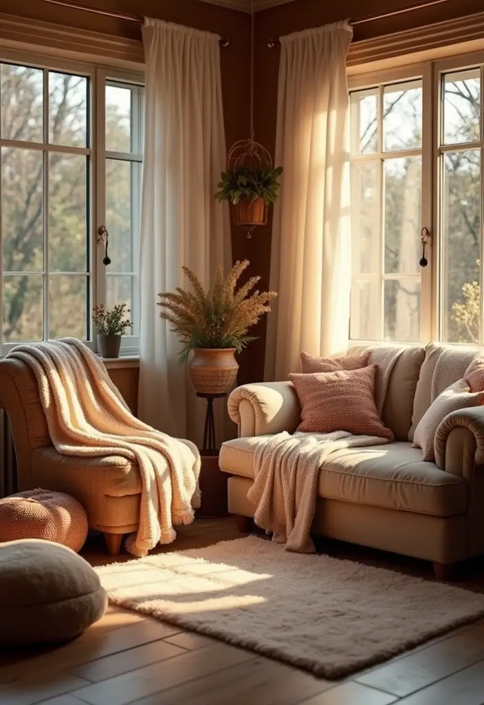 28 Fairycore Living Room Ideas That Feel Dreamy and Whimsical - 28. Cozy Elements