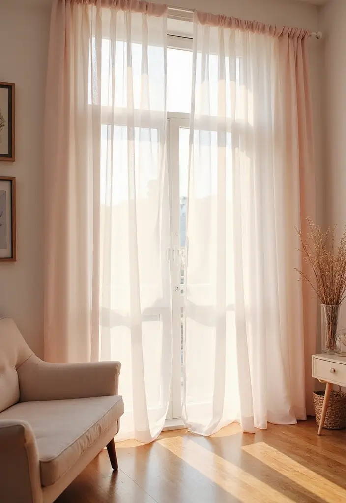 28 Fairycore Living Room Ideas That Feel Dreamy and Whimsical - 7. Ethereal Curtains