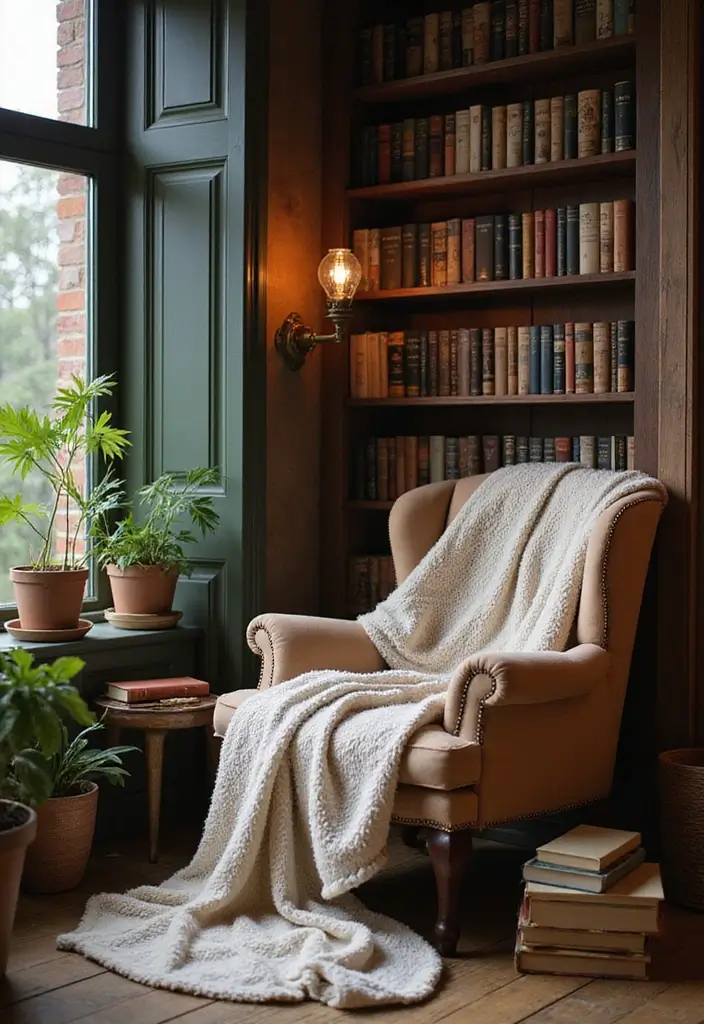 28 Fairycore Living Room Ideas That Feel Dreamy and Whimsical - 9. Cozy Reading Nook