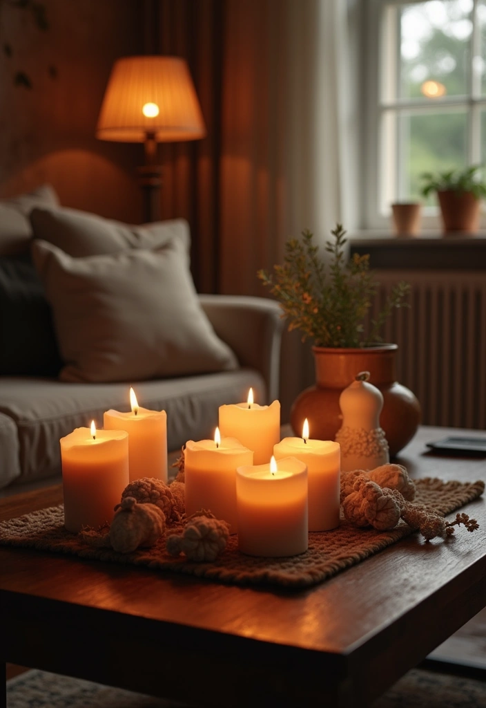28 Fall Decor for Living Room Ideas That Feel Seasonal and Warm - 11. Scented Candles