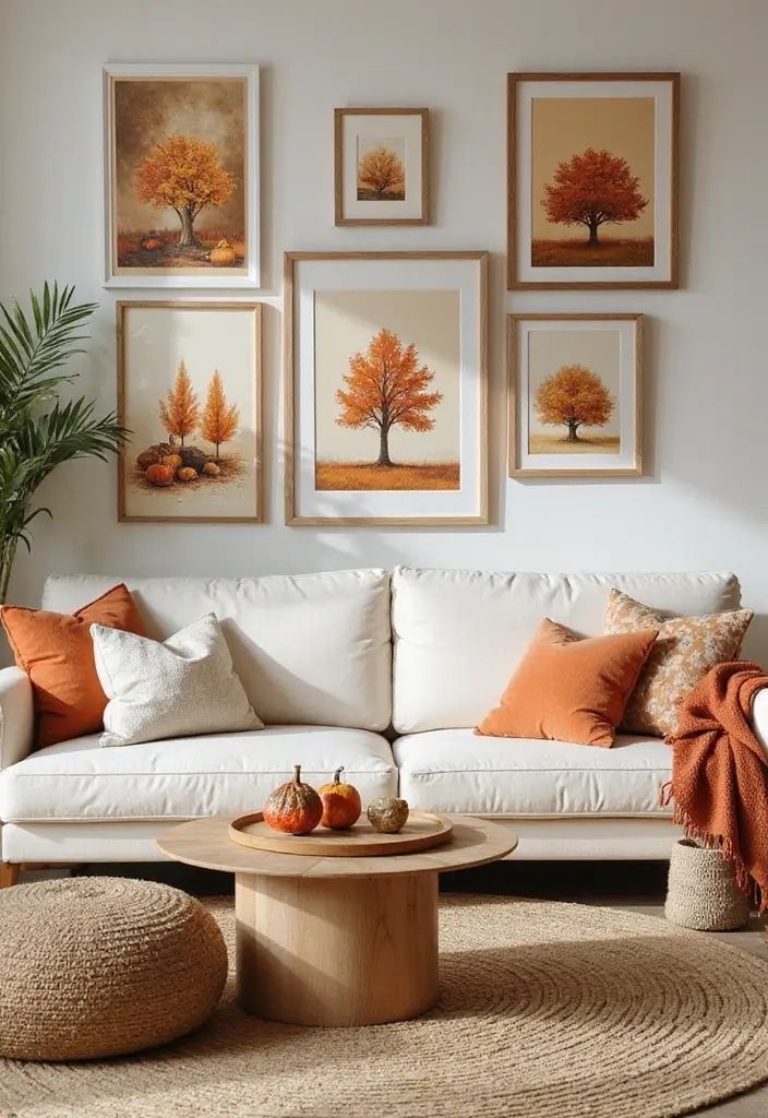 28 Fall Decor for Living Room Ideas That Feel Seasonal and Warm - 15. Seasonal Artwork
