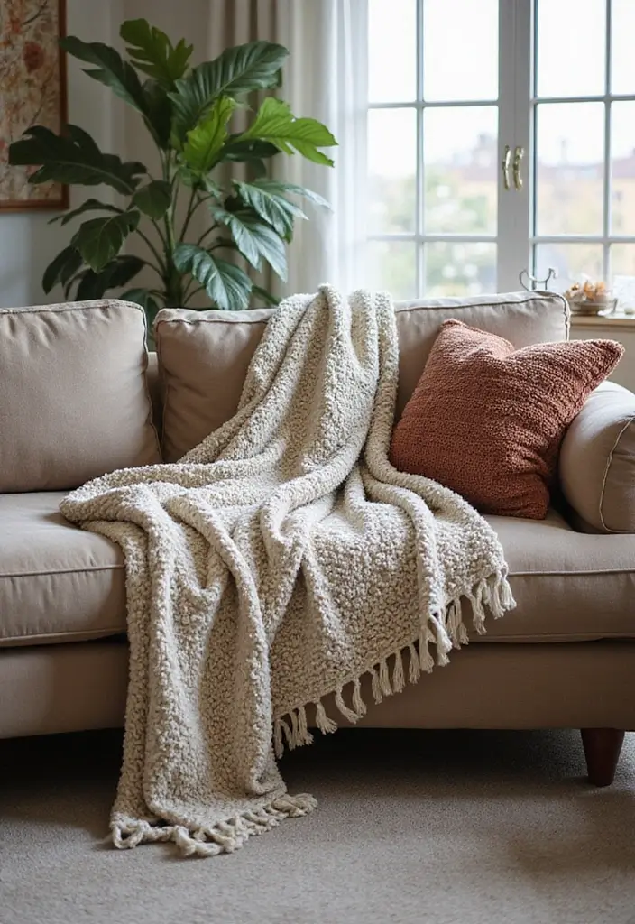 28 Fall Decor for Living Room Ideas That Feel Seasonal and Warm - 2. Abundant Throw Blankets