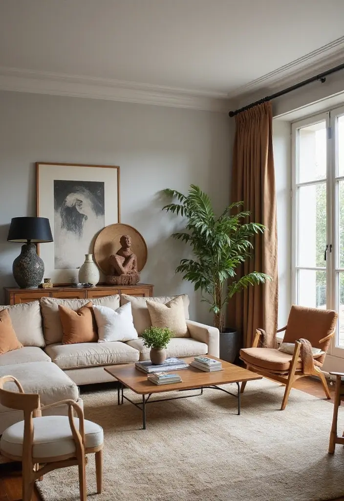 28 Huge Living Room Ideas That Feel Open and Inviting - 24. Incorporate Artistic Elements