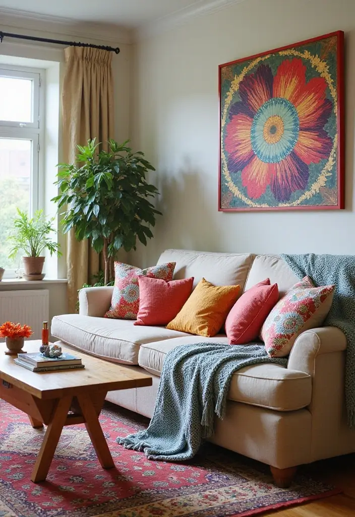 28 Huge Living Room Ideas That Feel Open and Inviting - 25. Use Colorful Accessories