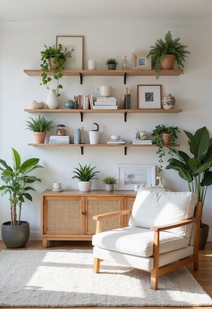 28 Huge Living Room Ideas That Feel Open and Inviting - 9. Choose Open Shelving