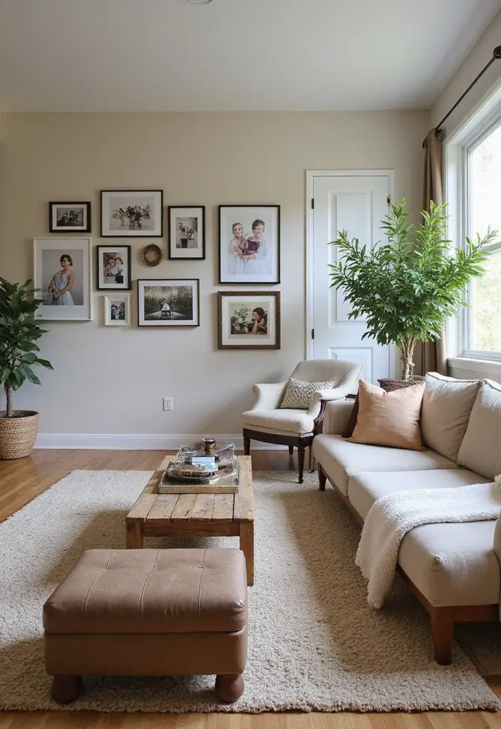 28 Industrial Farmhouse Living Room Ideas That Blend Rustic and Modern - 14. Personalized Decor