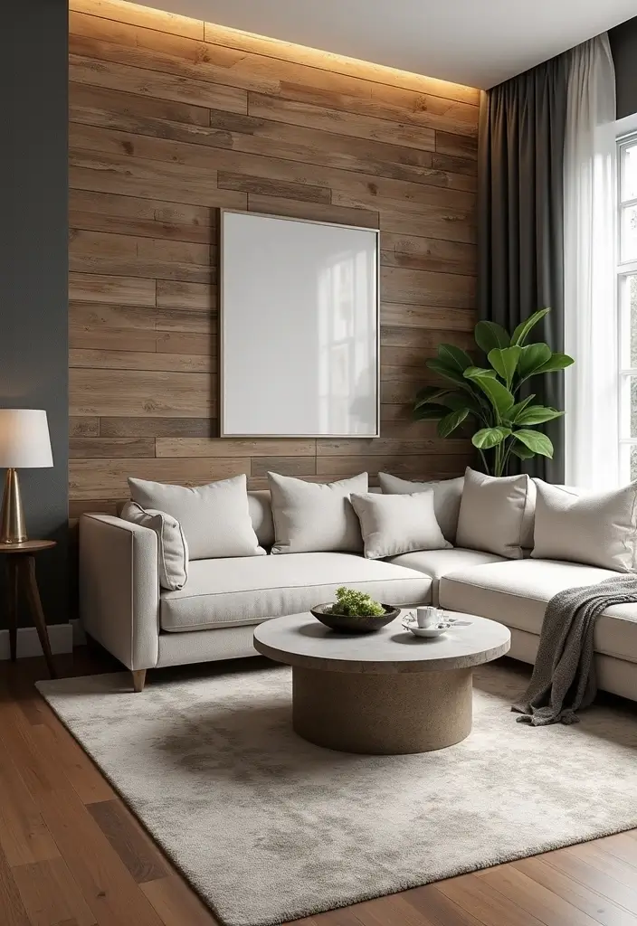 28 Industrial Farmhouse Living Room Ideas That Blend Rustic and Modern - 16. Accent Walls with Texture