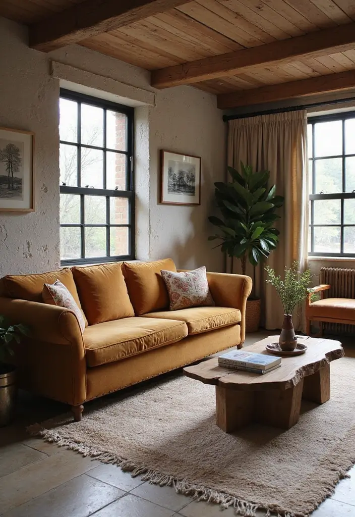 28 Industrial Farmhouse Living Room Ideas That Blend Rustic and Modern - 26. Statement Furniture Pieces