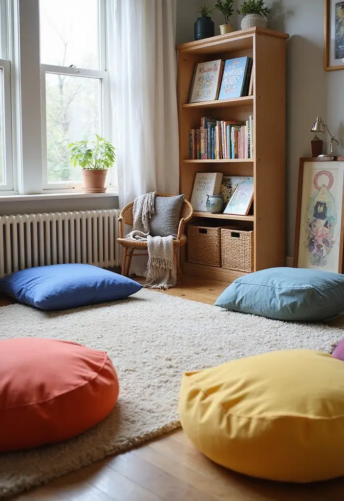 28 Kid Friendly Living Room Ideas That Are Durable and Stylish - 1. Cozy Corner with Floor Cushions