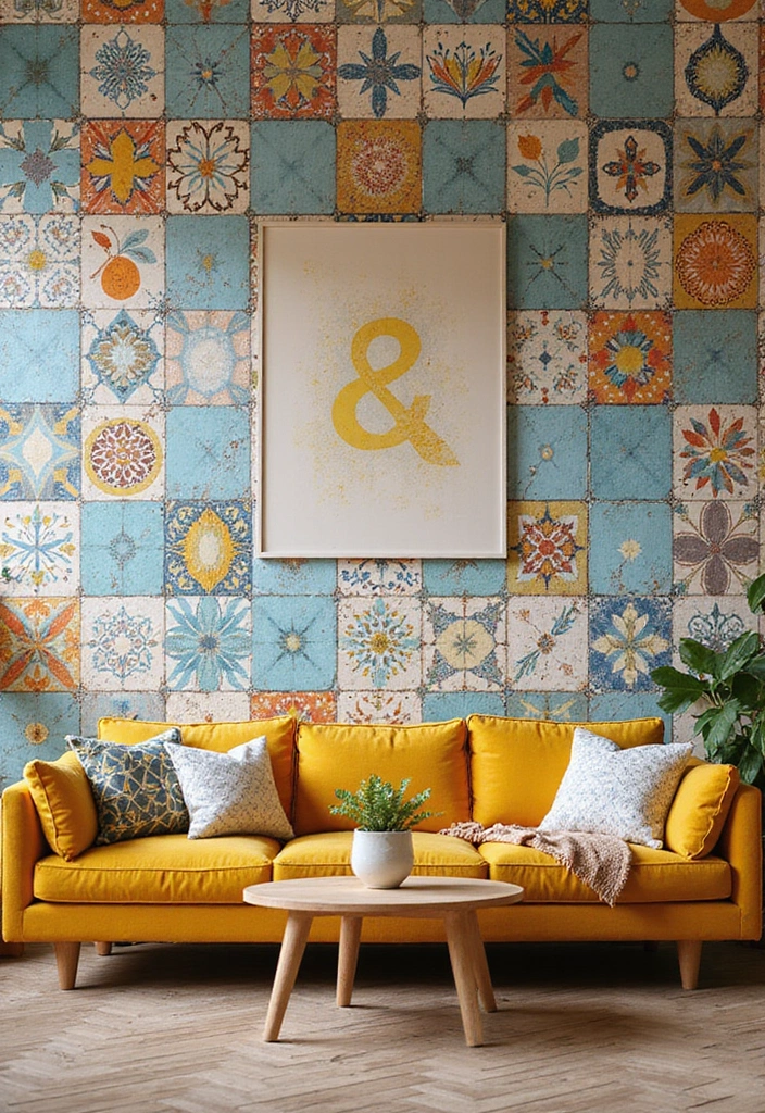 28 Kid Friendly Living Room Ideas That Are Durable and Stylish - 20. Tile Accent Walls