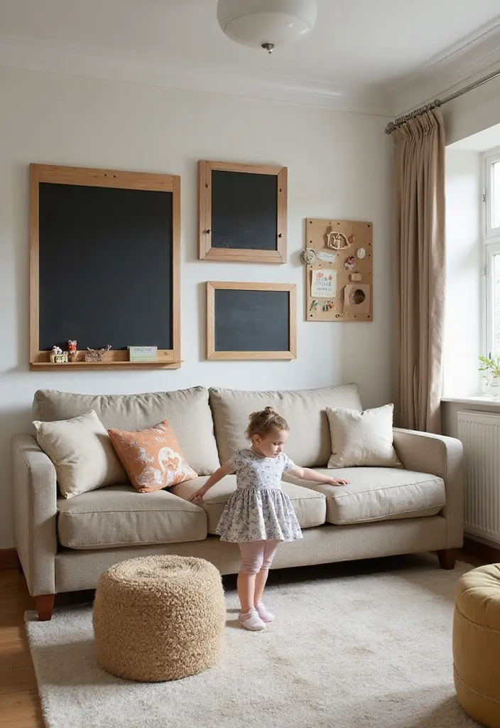 28 Kid Friendly Living Room Ideas That Are Durable and Stylish - 24. Interactive Play Panels