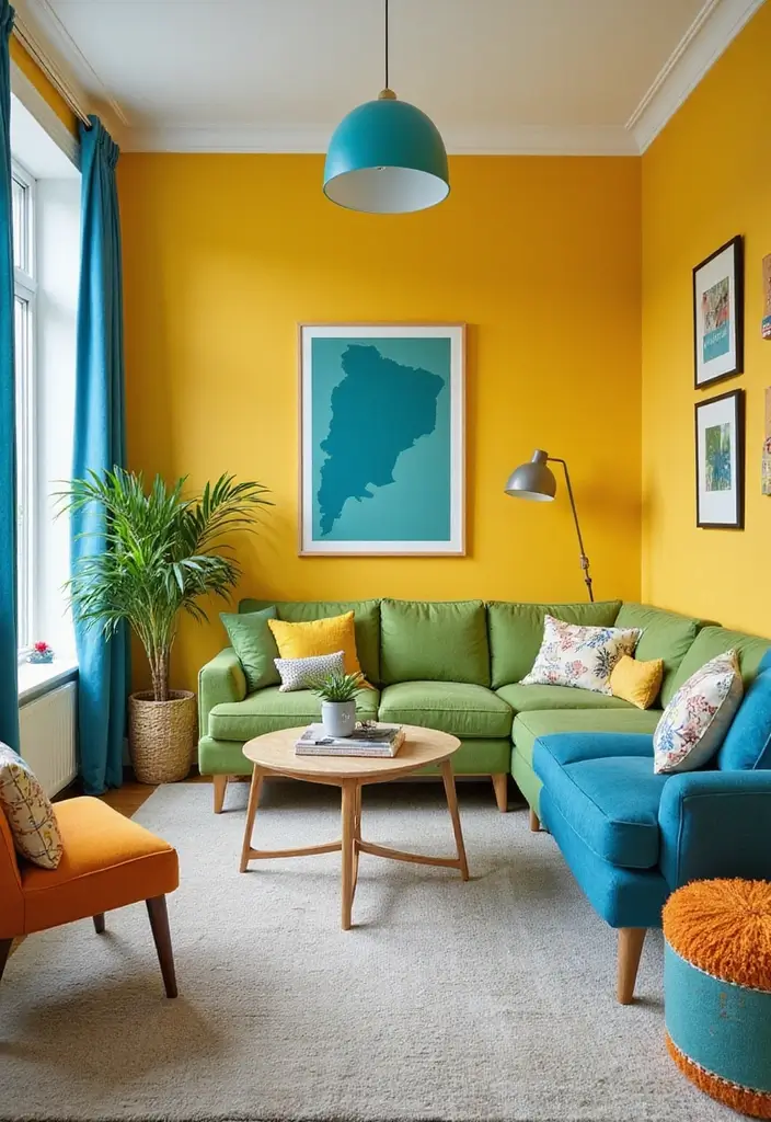 28 Kid Friendly Living Room Ideas That Are Durable and Stylish - 26. Bright Color Palette