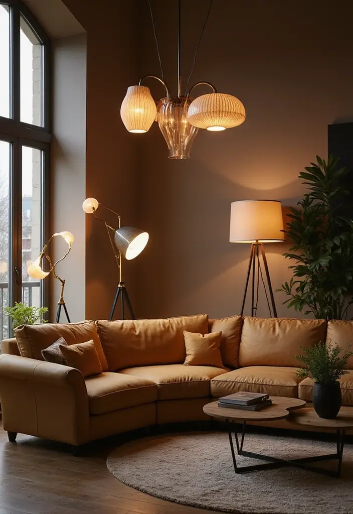 28 Living Room Art Deco Ideas That Feel Glamorous and Vintage - 11. Retro Lighting Designs