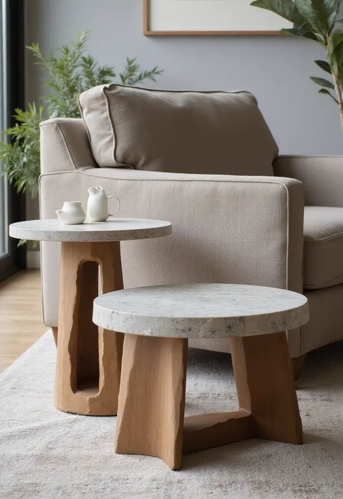 28 Living Room Art Deco Ideas That Feel Glamorous and Vintage - 17. Sophisticated Side Tables