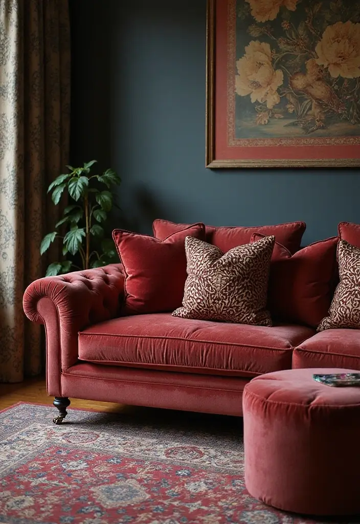 28 Living Room Art Deco Ideas That Feel Glamorous and Vintage - 2. Plush Velvet Textiles