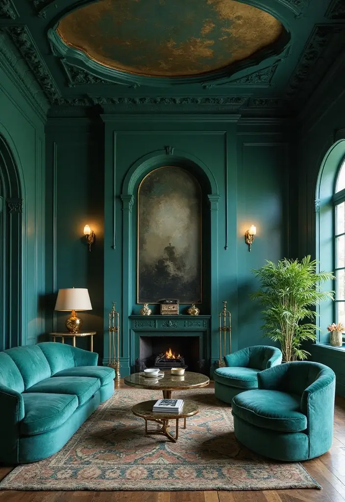 28 Living Room Art Deco Ideas That Feel Glamorous and Vintage - 21. Art Deco-Inspired Color Palettes