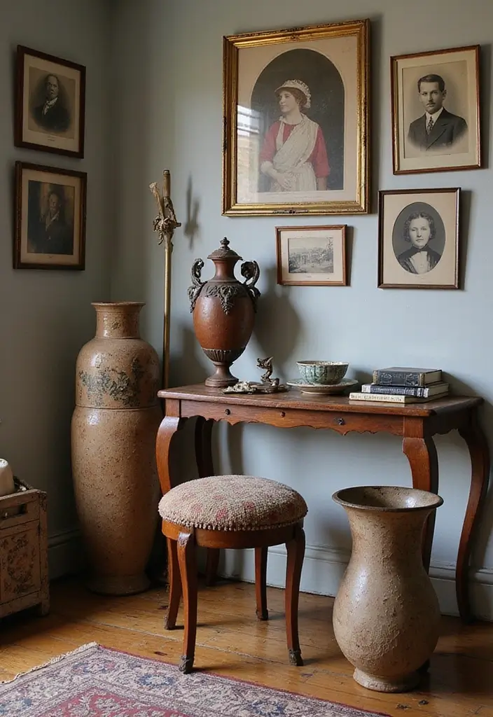 28 Living Room Art Deco Ideas That Feel Glamorous and Vintage - 22. Antique Accessories