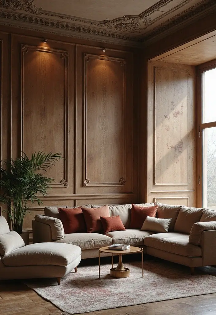 28 Living Room Art Deco Ideas That Feel Glamorous and Vintage - 23. Artistic Wall Treatments